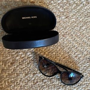Michael Kors Camila Black Cat Eye Tortoise Gold Studs Womens Sunglasses